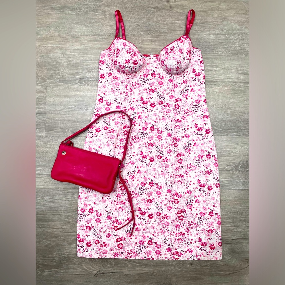 Set of two: Hugo Buscati Floral Dress sz 6 US & Vintage Gap 100% Leather Purse